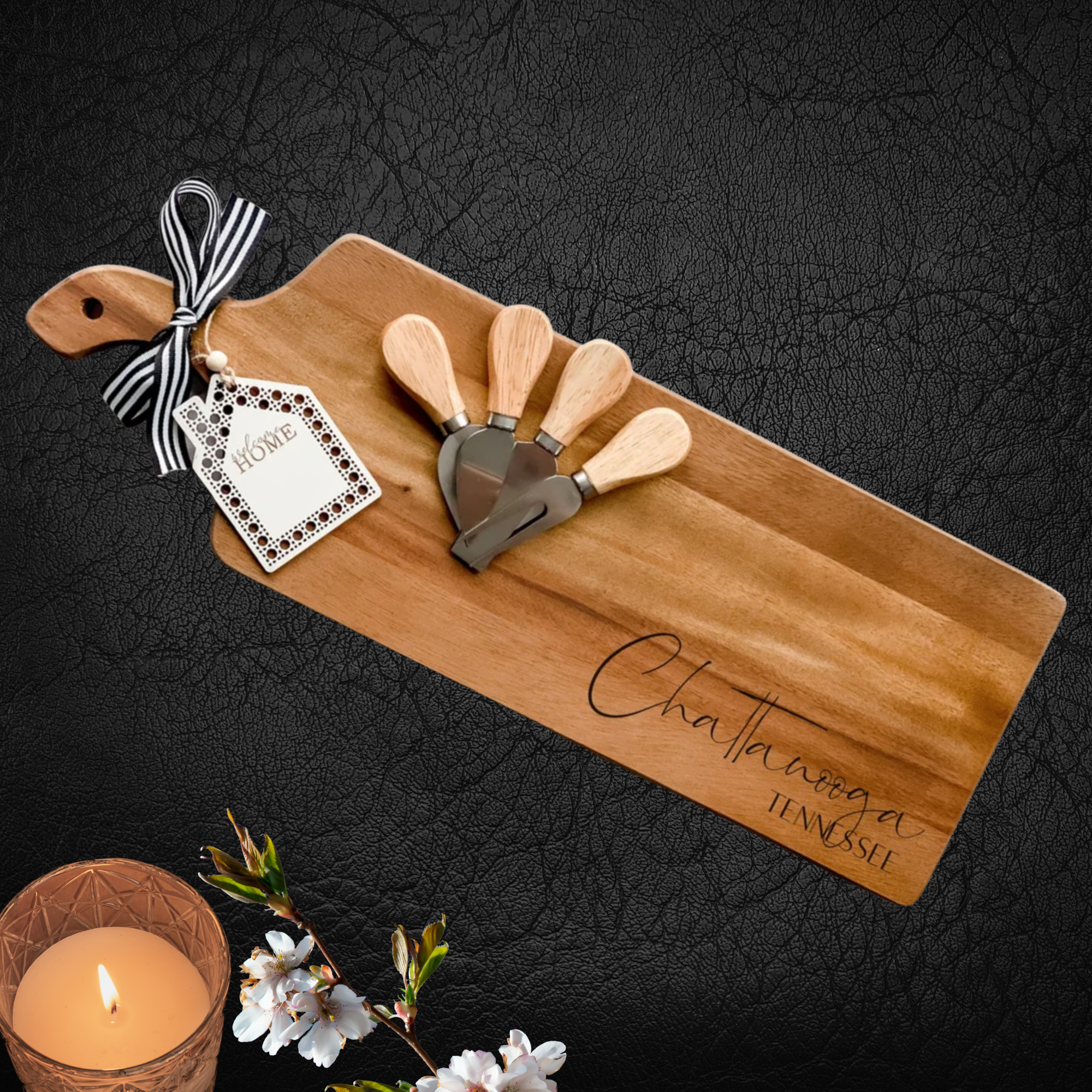 City Name Acacia Board Charcuterie Gift