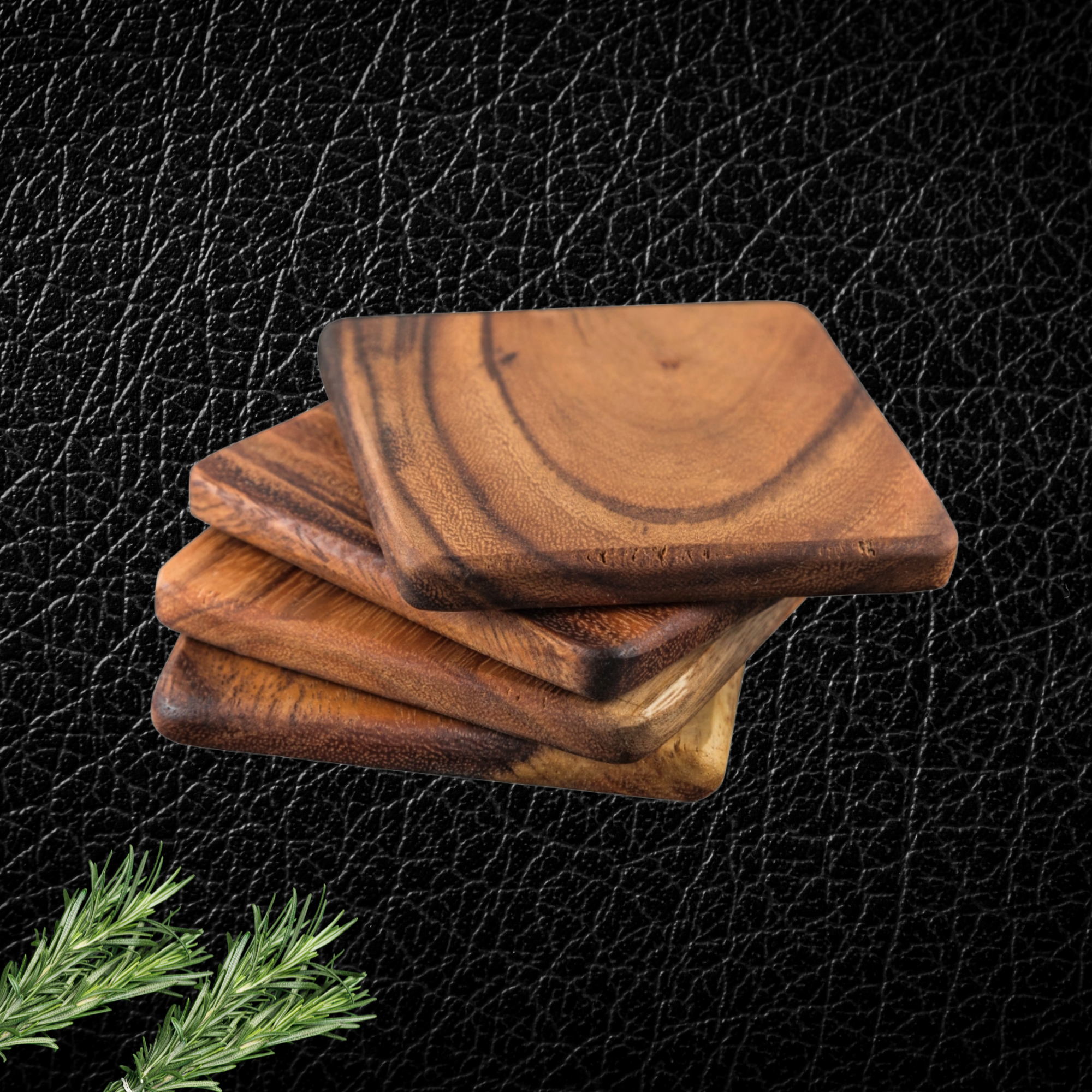 Set of 4 East Indian Walnut Coasters