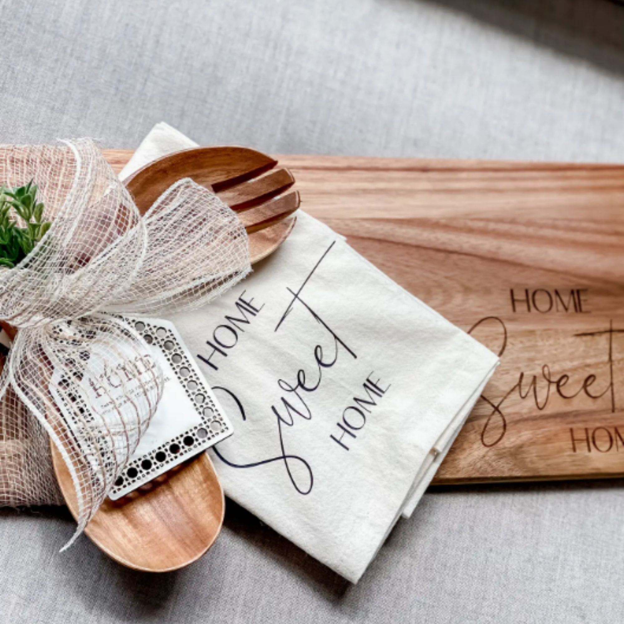 Home Sweet Home Acacia Board Gift Set