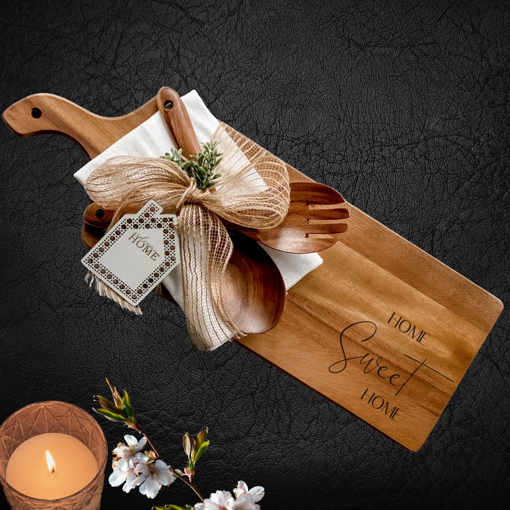 Home Sweet Home Acacia Board Gift Set