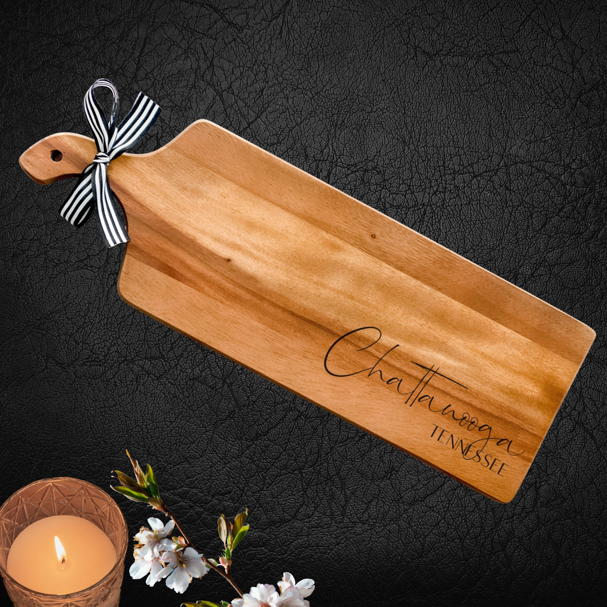 City Name Acacia Board Charcuterie Gift