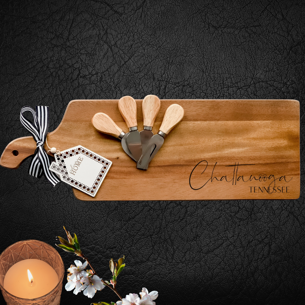 City Name Acacia Board Charcuterie Gift