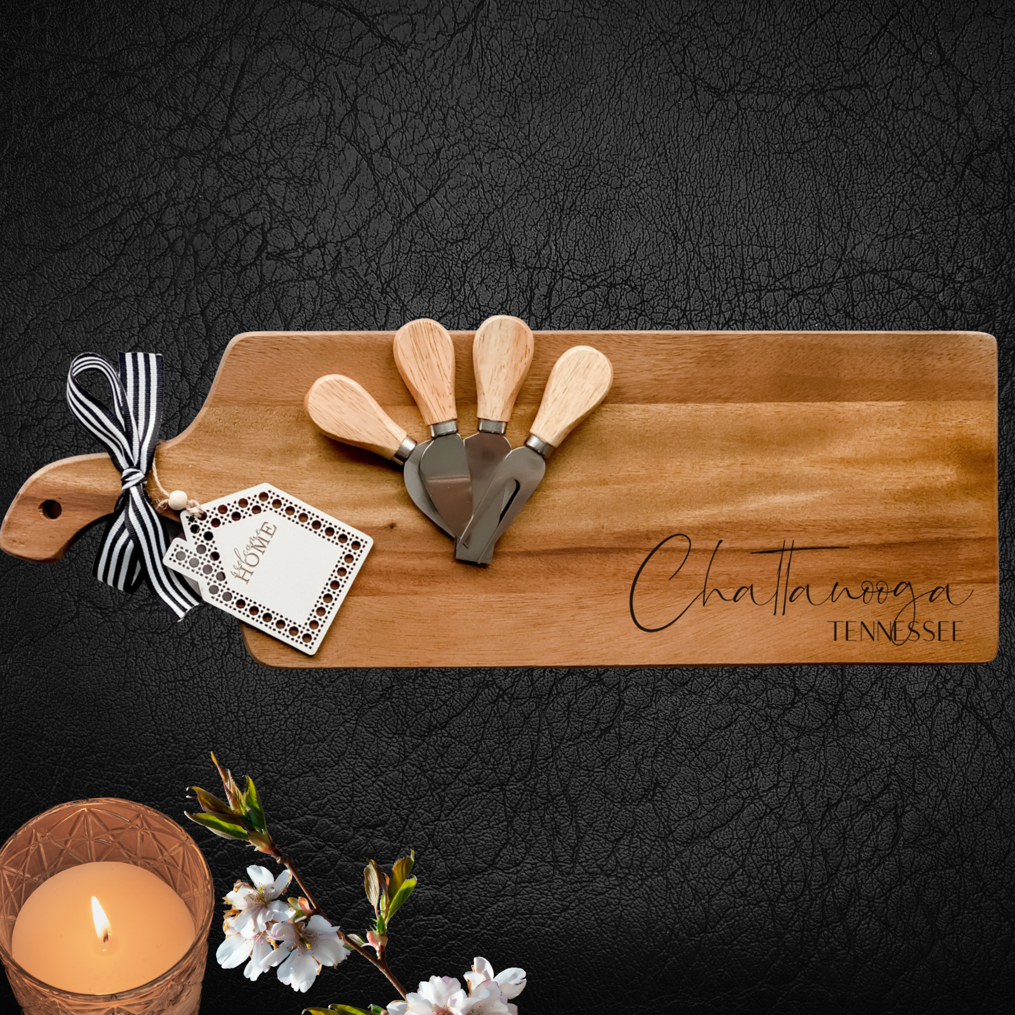 City Name Acacia Board Charcuterie Gift