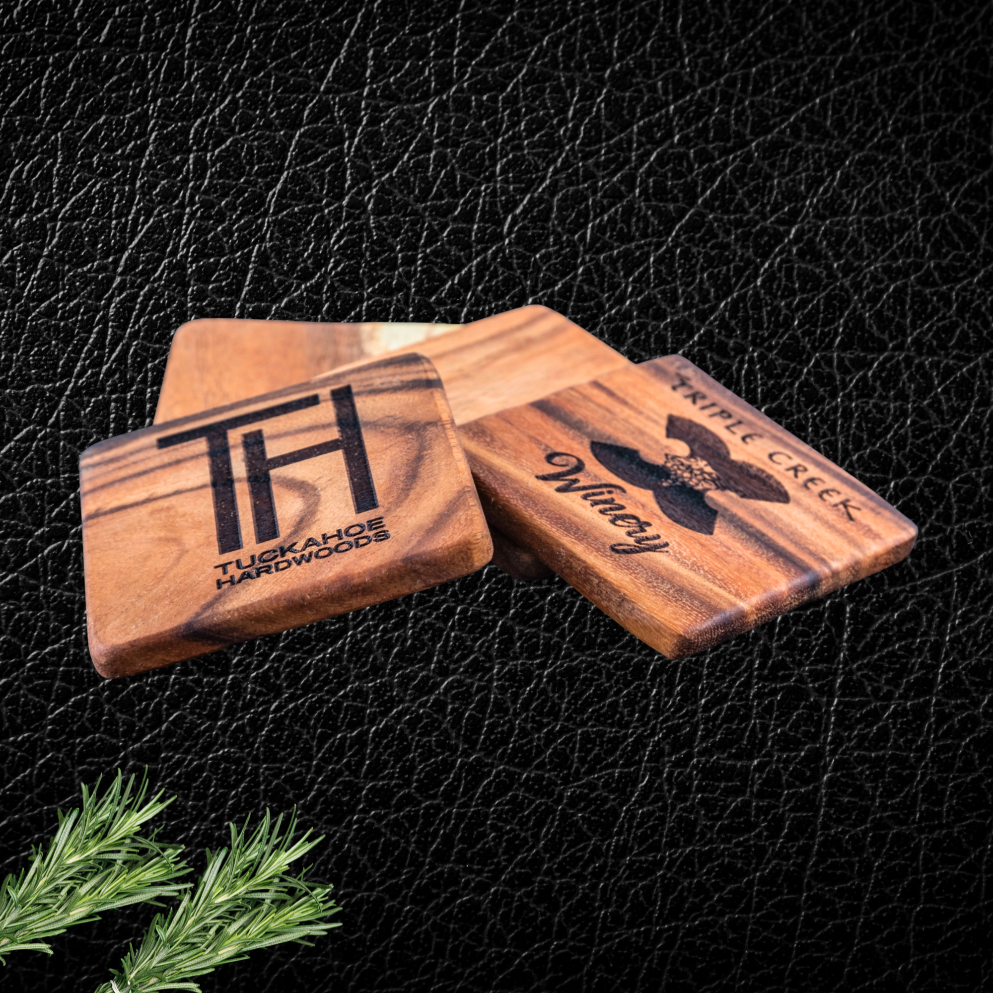 Set of 4 East Indian Walnut Coasters
